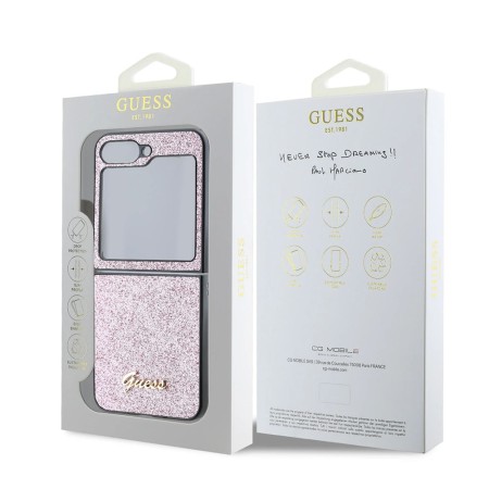 Husa pentru Samsung Galaxy Z Flip6 - Guess Glitter Script (GUHCZF6HGGSHP) - Pink