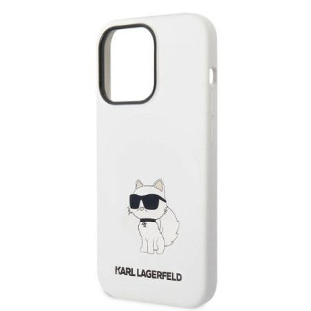 Husa pentru iPhone 14 Pro - Karl Lagerfeld Silicone MagSafe (KLHMP14LSNCHBCH) - White Choupette