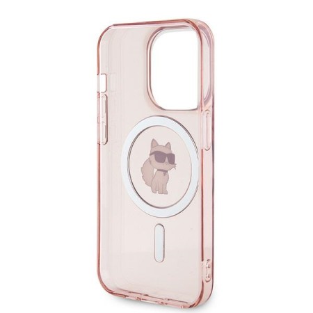 Husa pentru iPhone 14 Pro - Karl Lagerfeld IML MagSafe (KLHMP14LHFCCNOP) - Pink Choupette