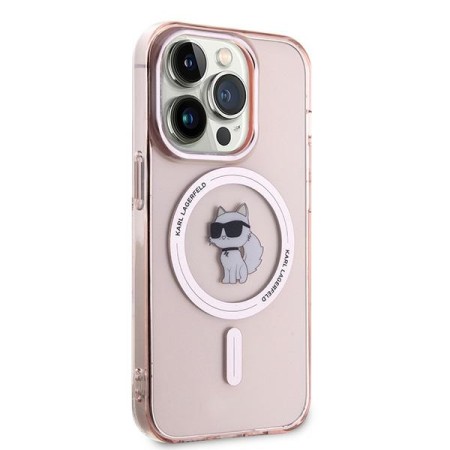 Husa pentru iPhone 14 Pro - Karl Lagerfeld IML MagSafe (KLHMP14LHFCCNOP) - Pink Choupette