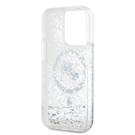 Husa pentru iPhone 15 Pro Max - Karl Lagerfeld Liquid Glitter MagSafe (KLHMP15XLGKCSGH) - Transparent KarlandChoupette Head