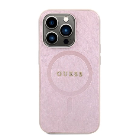 Husa pentru iPhone 15 Pro - Guess Saffiano MagSafe (GUHMP15LPSAHMCP) - Pink