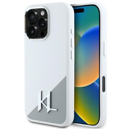 Husa pentru iPhone 16 Pro Max - Karl Lagerfeld Silicone (KLHMP16XSCMKMPCH) - White Initial Logo