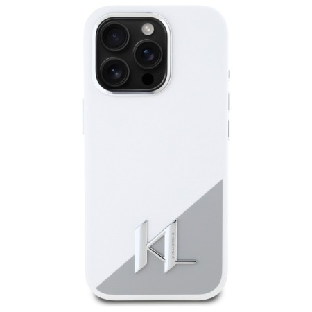 Husa pentru iPhone 16 Pro Max - Karl Lagerfeld Silicone (KLHMP16XSCMKMPCH) - White Initial Logo