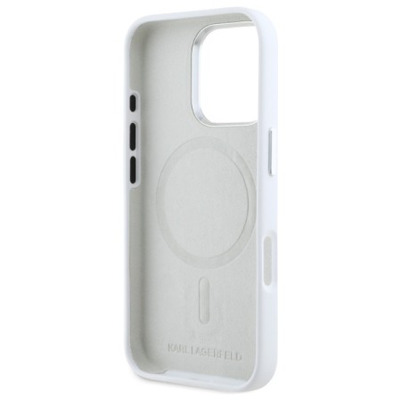 Husa pentru iPhone 16 Pro Max - Karl Lagerfeld Silicone (KLHMP16XSCMKMPCH) - White Initial Logo