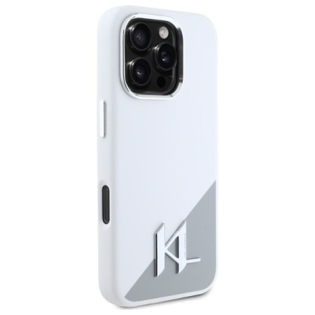 Husa pentru iPhone 16 Pro Max - Karl Lagerfeld Silicone (KLHMP16XSCMKMPCH) - White Initial Logo