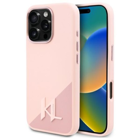 Husa pentru iPhone 16 Pro Max - Karl Lagerfeld Silicone MagSafe (KLHMP16XSCMKMPCP) - Pink Shadow Metal Initial