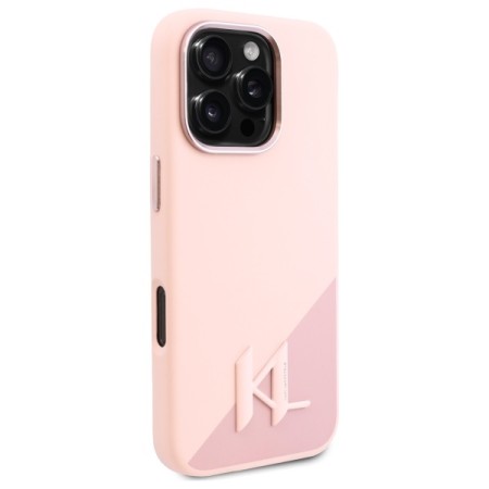 Husa pentru iPhone 16 Pro Max - Karl Lagerfeld Silicone MagSafe (KLHMP16XSCMKMPCP) - Pink Shadow Metal Initial