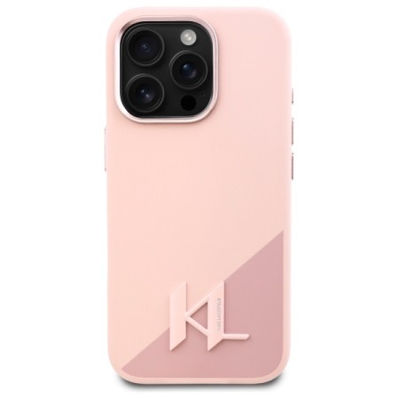 Husa pentru iPhone 16 Pro Max - Karl Lagerfeld Silicone MagSafe (KLHMP16XSCMKMPCP) - Pink Shadow Metal Initial