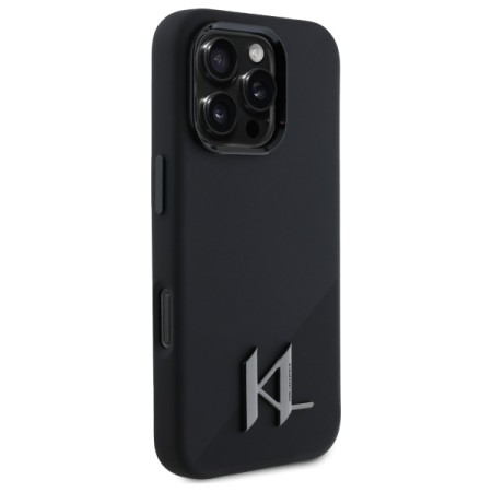 Husa pentru iPhone 16 Pro Max - Karl Lagerfeld Silicone MagSafe (KLHMP16XSCMKMPCK) - Shadow Metal Initial