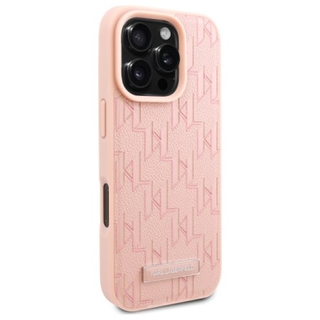 Husa iPhone 16 Pro Max - Karl Lagerfeld Leather MagSafe (KLHMP16XPKHPORPP) - Pink Hot Stamp