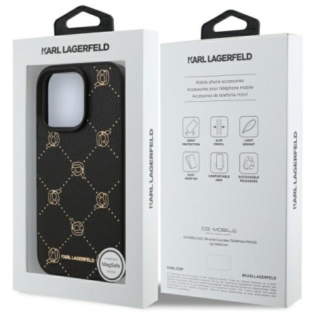 Husa iPhone 16 Pro Max - Karl Lagerfeld Leather MagSafe (KLHMP16XPGKHPHK) - Karl Head