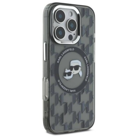 Husa pentru iPhone 16 Pro Max - Karl Lagerfeld IML MagSafe (KLHMP16XHMCKMHK) - Monogram KarlandChoupette Head