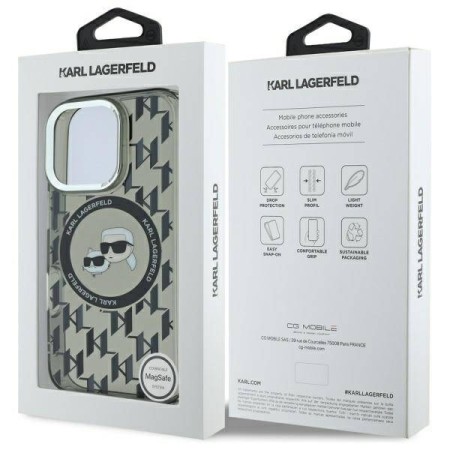 Husa pentru iPhone 16 Pro Max - Karl Lagerfeld IML MagSafe (KLHMP16XHMCKMHK) - Monogram KarlandChoupette Head