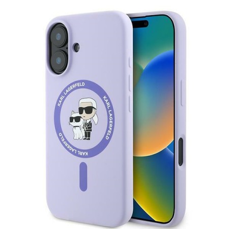 Husa pentru iPhone 16 - Karl Lagerfeld Silicone MagSafe (KLHMP16SSCMKCRHU) - Purple KarlandChoupette