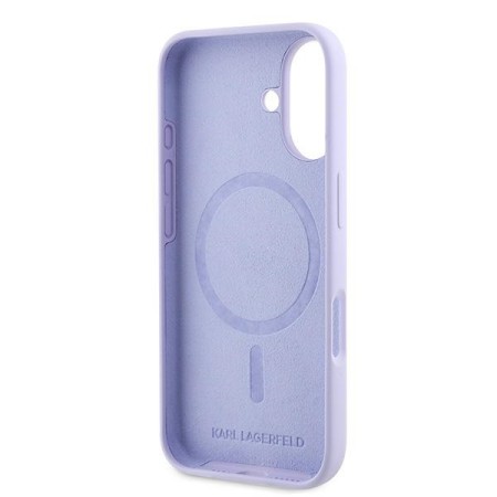 Husa pentru iPhone 16 - Karl Lagerfeld Silicone MagSafe (KLHMP16SSCMKCRHU) - Purple KarlandChoupette