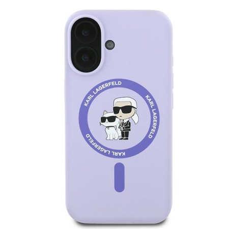 Husa pentru iPhone 16 - Karl Lagerfeld Silicone MagSafe (KLHMP16SSCMKCRHU) - Purple KarlandChoupette