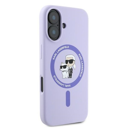 Husa pentru iPhone 16 - Karl Lagerfeld Silicone MagSafe (KLHMP16SSCMKCRHU) - Purple KarlandChoupette