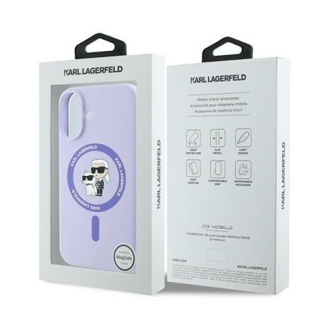 Husa pentru iPhone 16 - Karl Lagerfeld Silicone MagSafe (KLHMP16SSCMKCRHU) - Purple KarlandChoupette