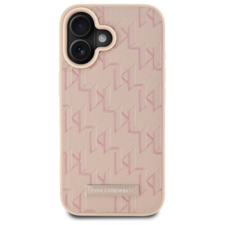 Husa iPhone 16 - Karl Lagerfeld Leather MagSafe (KLHMP16SPKHPORPP) - Pink Hot Stamp