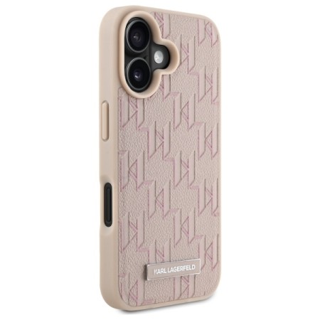 Husa iPhone 16 - Karl Lagerfeld Leather MagSafe (KLHMP16SPKHPORPP) - Pink Hot Stamp