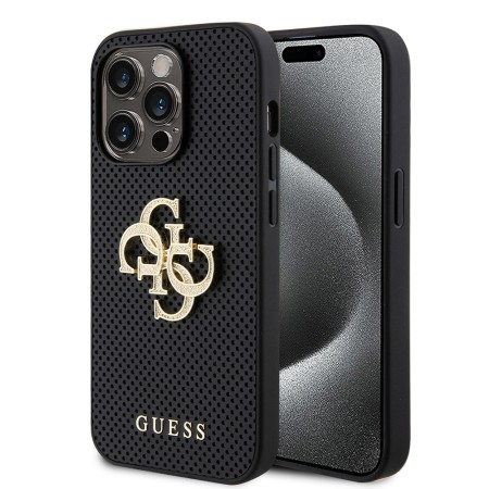 Husa pentru iPhone 15 Pro - Guess Leather Perforated 4G (GUHCP15LPSP4LGK) - Black