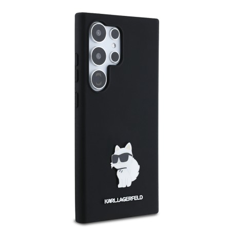 Husa pentru Samsung Galaxy S24 Ultra - Karl Lagerfeld Silicone (KLHCS24LSMHCNPK) - Choupette Metal Pin