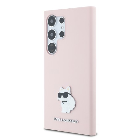 Husa pentru Samsung Galaxy S24 Ultra - Karl Lagerfeld Silicone (KLHCS24LSMHCNPP) - Pink Choupette Metal Pin