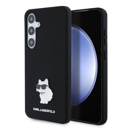 Husa pentru Samsung Galaxy S24 Plus - Karl Lagerfeld Silicone (KLHCS24MSMHCNPK) - Choupette Metal Pin