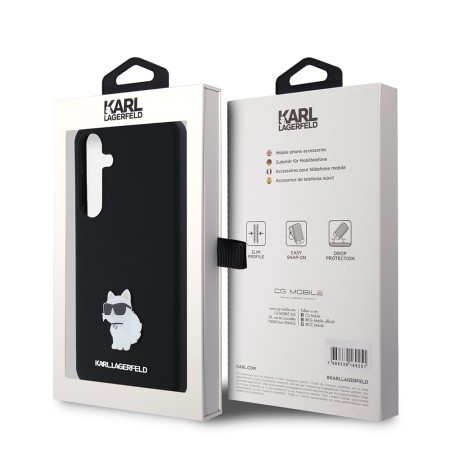 Husa pentru Samsung Galaxy S24 Plus - Karl Lagerfeld Silicone (KLHCS24MSMHCNPK) - Choupette Metal Pin