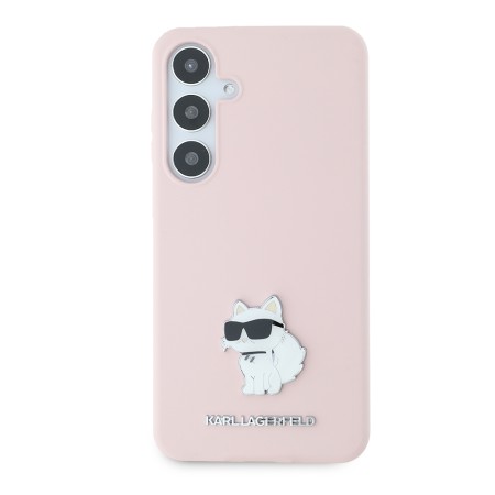 Husa pentru Samsung Galaxy S24 Plus - Karl Lagerfeld Silicone (KLHCS24MSMHCNPP) - Pink Choupette Metal Pin