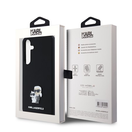 Husa pentru Samsung Galaxy S24 Plus - Karl Lagerfeld Silicone (KLHCS24MSMHKCNPK) - KarlandChoupette Metal Pin