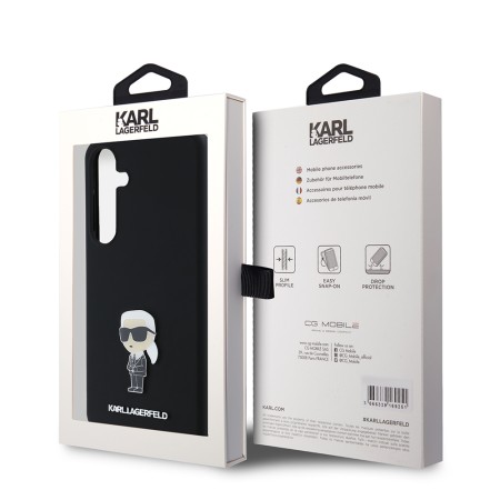 Husa pentru Samsung Galaxy S24 Plus - Karl Lagerfeld Silicone (KLHCS24MSMHKNPK) - Ikonik Metal Pin