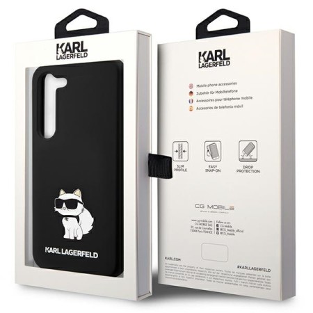 Husa pentru Samsung Galaxy S24 Plus - Karl Lagerfeld Silicone (KLHCS24MSNCHBCK) - Choupette