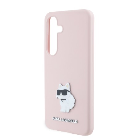 Husa pentru Samsung Galaxy S24 - Karl Lagerfeld Silicone (KLHCS24SSMHCNPP) - Pink Choupette Metal Pin