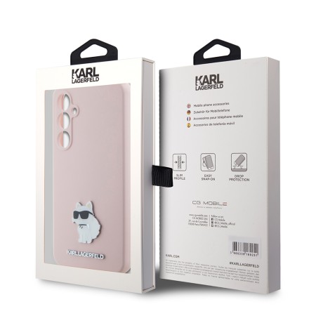 Husa pentru Samsung Galaxy S23 FE - Karl Lagerfeld Silicone (KLHCS23FESMHCNPP) - Pink Choupette Metal Pin