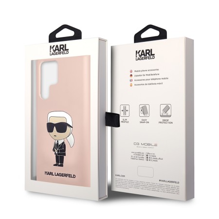 Husa pentru Samsung Galaxy S23 Ultra - Karl Lagerfeld Silicone (KLHCS23LSNIKBCP) - Pink Ikonik