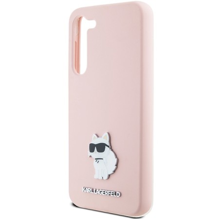 Husa pentru Samsung Galaxy S23 Plus - Karl Lagerfeld Silicone (KLHCS23MSMHCNPP) - Pink Choupette Metal Pin