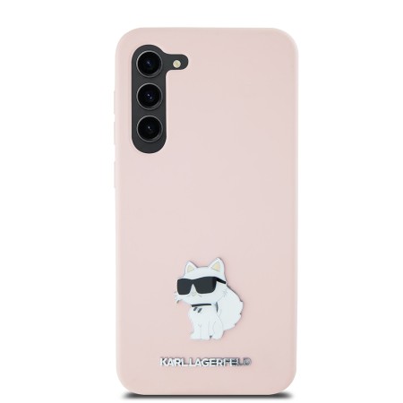 Husa pentru Samsung Galaxy S23 - Karl Lagerfeld Silicone (KLHCS23SSMHCNPP) - Pink Choupette Metal Pin