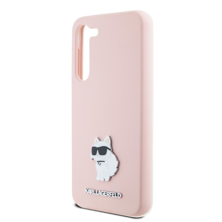 Husa pentru Samsung Galaxy S23 - Karl Lagerfeld Silicone (KLHCS23SSMHCNPP) - Pink Choupette Metal Pin