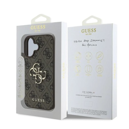 Husa pentru iPhone 16 Plus - Guess Hardcase 4G Big Logo (GUHCP16M4GMGBR) - Brown