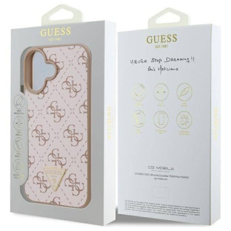 Husa pentru iPhone 16 - Guess Hardcase 4G Triangle Metal Logo (GUHCP16SPG4GPH) - White