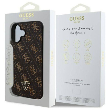 Husa pentru iPhone 16 Plus - Guess Hardcase 4G Triangle Metal Logo (GUHCP16MPG4GPK) - Black