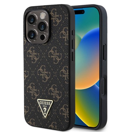 Husa pentru iPhone 16 Pro Max - Guess Hardcase 4G Triangle Metal Logo (GUHCP16XPG4GPK) - Black