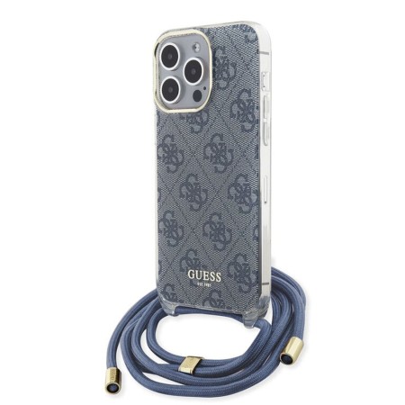 Husa pentru iPhone 15 Pro - Guess Crossbody Cord 4G Print (GUHCP15LHC4SEB) - Blue