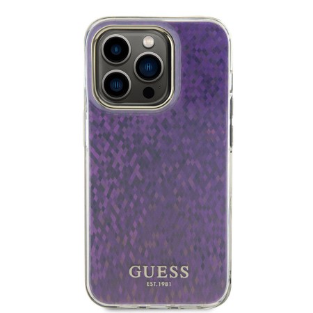 Husa pentru iPhone 15 Pro - Guess Hardcase IML Faceted Mirror Disco Iridescent (GUHCP15LHDECMP) - Pink