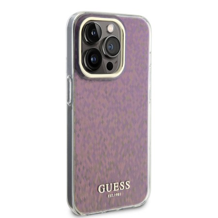 Husa pentru iPhone 15 Pro - Guess Hardcase IML Faceted Mirror Disco Iridescent (GUHCP15LHDECMP) - Pink