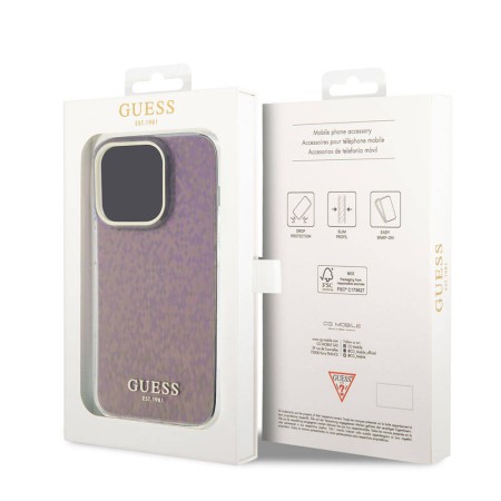 Husa pentru iPhone 15 Pro - Guess Hardcase IML Faceted Mirror Disco Iridescent (GUHCP15LHDECMP) - Pink