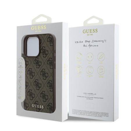 Husa pentru iPhone 16 Pro - Guess Hardcase 4G Classic (GUHCP16LG4GFBR) - Brown