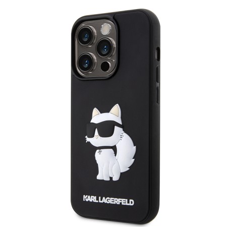 Husa pentru iPhone 14 Pro - Karl Lagerfeld 3D Design (KLHCP14L3DRKHNK) - Rubber Choupette